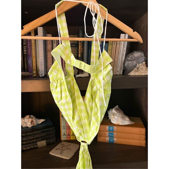 NWT For Love & Lemons Maureen Green & White Gingham Midi Dress Size Small - Picture 7 of 11